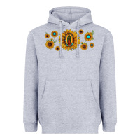 Heather Grey sunflower lady of guadalupe Heavyweight Hoodie - JahusDesignShop