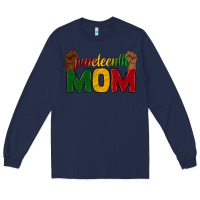 Navy juneteenth mom Long Sleeve Tee - texasbilliewilder