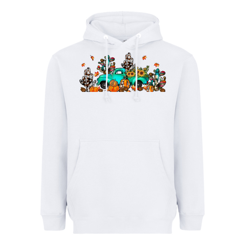 Fall Cactus Pumpkin Truck Heavyweight Hoodie by JahusDesignShop | Teevron