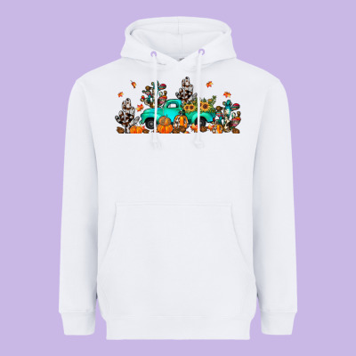 Fall Cactus Pumpkin Truck Heavyweight Hoodie Designed By Jahusdesignshop
