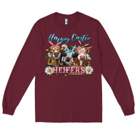 Burgundy Happy Easter Heifers Long Sleeve Tee - RanaPortraitStore