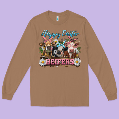 Long Sleeve Tee Happy Easter Heifers