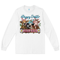 White Happy Easter Heifers Long Sleeve Tee - RanaPortraitStore