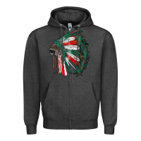 Charcoal Heather mexican flag indian headdress Zipper Hoodie - RanaPortraitStore