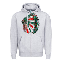 Heather Grey mexican flag indian headdress Zipper Hoodie - RanaPortraitStore