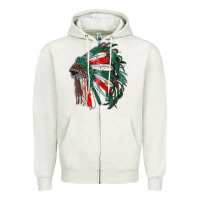 Oatmeal Heather mexican flag indian headdress Zipper Hoodie - RanaPortraitStore