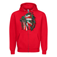Red mexican flag indian headdress Zipper Hoodie - RanaPortraitStore