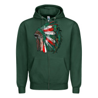 Sports Green mexican flag indian headdress Zipper Hoodie - RanaPortraitStore