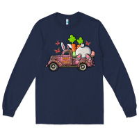 Navy happy easter pink truck with bunny Long Sleeve Tee - RanaPortraitStore