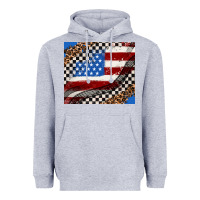 Heather Grey American flag and racee flag Heavyweight Hoodie - AdoDesignShop
