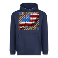 Navy American flag and racee flag Heavyweight Hoodie - AdoDesignShop