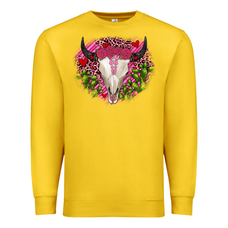 Bull Skull Cactus Valentines Premium Sweatshirt by JahusDesignShop | Teevron