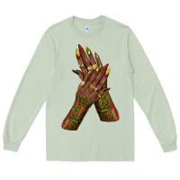 Matcha juneteenth nail art with afro hand Long Sleeve Tee - texasbilliewilder