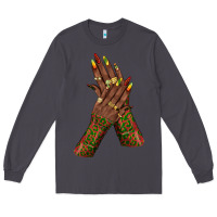 Smoke juneteenth nail art with afro hand Long Sleeve Tee - texasbilliewilder