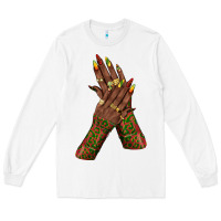 White juneteenth nail art with afro hand Long Sleeve Tee - texasbilliewilder