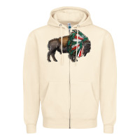 Sandshell mexican bison with indian headdress Zipper Hoodie - RanaPortraitStore