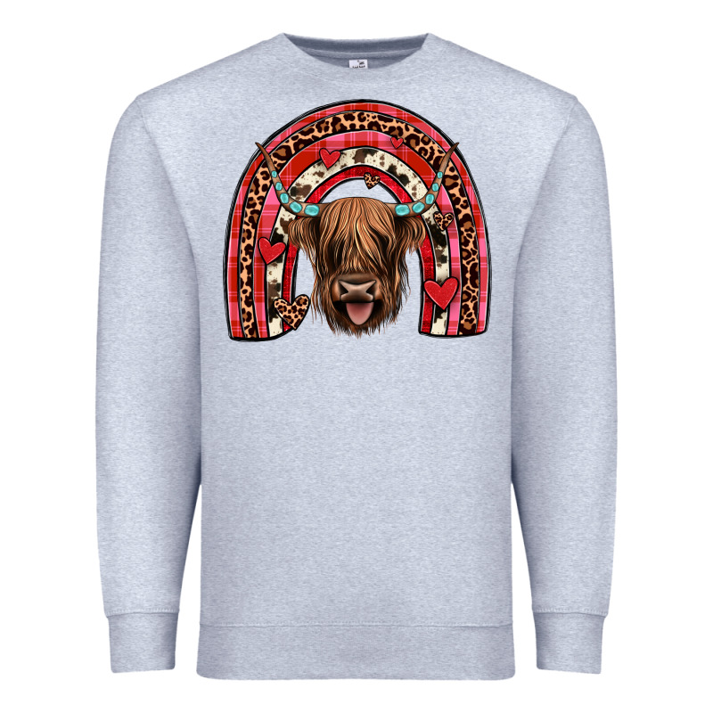 Valentines Highland Cow Rainbow Premium Sweatshirt by JahusDesignShop | Teevron