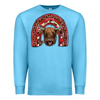 Ocean Blue valentines highland cow rainbow Premium Sweatshirt - JahusDesignShop