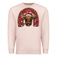 Pale Pink valentines highland cow rainbow Premium Sweatshirt - JahusDesignShop