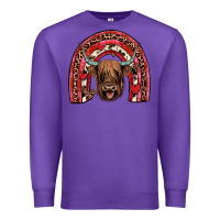 Purple valentines highland cow rainbow Premium Sweatshirt - JahusDesignShop