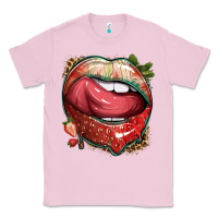 Bubblegum Pink strawberry lips with leopard Classic Tee - texasbilliewilder