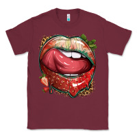 Burgundy strawberry lips with leopard Classic Tee - texasbilliewilder