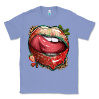 Colony Blue strawberry lips with leopard Classic Tee - texasbilliewilder