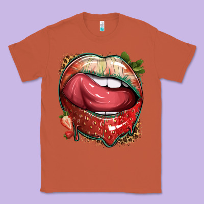 Strawberry Lips With Leopard Classic Tee Designed By Texasbilliewilder
