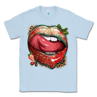 Dusty Blue strawberry lips with leopard Classic Tee - texasbilliewilder