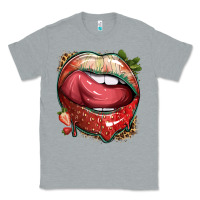 Heather Grey strawberry lips with leopard Classic Tee - texasbilliewilder