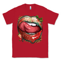 Red strawberry lips with leopard Classic Tee - texasbilliewilder