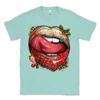 Seafoam strawberry lips with leopard Classic Tee - texasbilliewilder