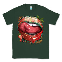 Sports Green strawberry lips with leopard Classic Tee - texasbilliewilder