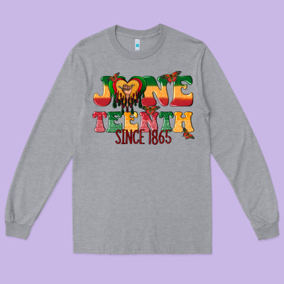 Long Sleeve Tee juneteenth since 1865 with heart