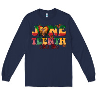Navy juneteenth since 1865 with heart Long Sleeve Tee - texasbilliewilder