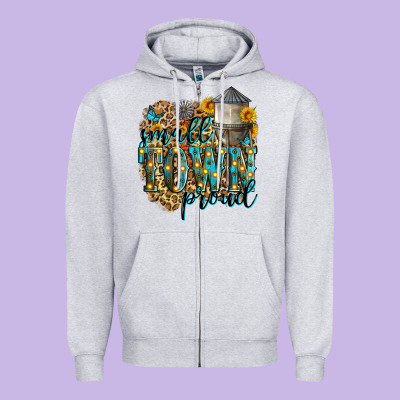 Small Town Proud Zipper Hoodie Designed By Zillion Design Studio