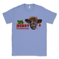 Colony Blue merry christmas highland calf with candy cane Classic Tee - RanaPortraitStore