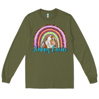 Army Green happy easter rainbow bunny Long Sleeve Tee - RanaPortraitStore