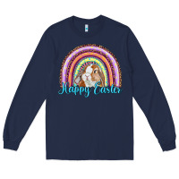Navy happy easter rainbow bunny Long Sleeve Tee - RanaPortraitStore