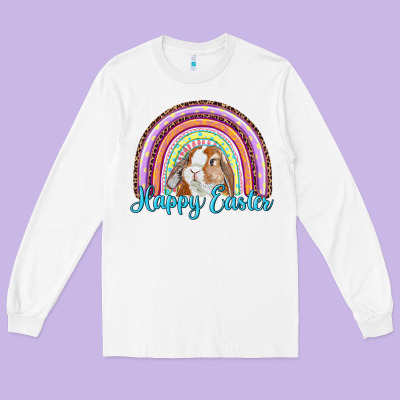 Long Sleeve Tee happy easter rainbow bunny