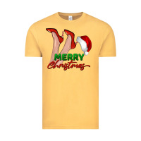 Vintage Mustard merry Christmas heels Vintage Tee - BarkalooDesign