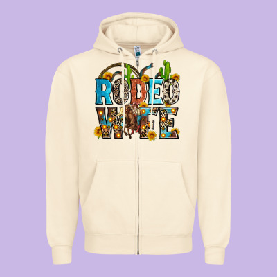 Rodeo Wife Zipper Hoodie Designed By Zillion Design Studio