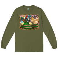 Army Green Happy easter rooster chicken and chick Long Sleeve Tee - RanaPortraitStore