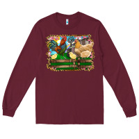 Burgundy Happy easter rooster chicken and chick Long Sleeve Tee - RanaPortraitStore