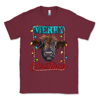 Burgundy merry christmas highland calf baby cow Classic Tee - RanaPortraitStore