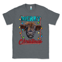 Charcoal Heather merry christmas highland calf baby cow Classic Tee - RanaPortraitStore