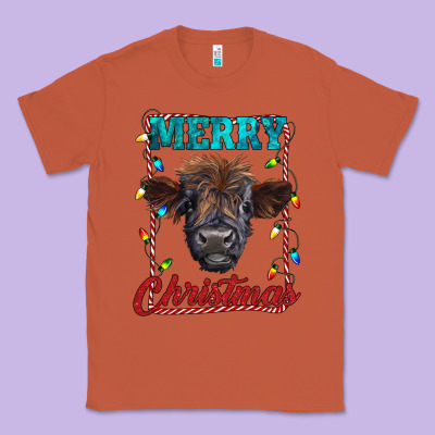 Merry Christmas Highland Calf Baby Cow Classic Tee Designed By Ranaportraitstore