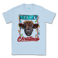 Dusty Blue merry christmas highland calf baby cow Classic Tee - RanaPortraitStore