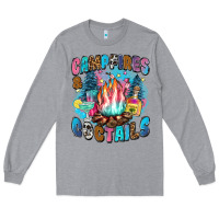 Heather Grey campfires and coctails Long Sleeve Tee - Zillion Design Studio