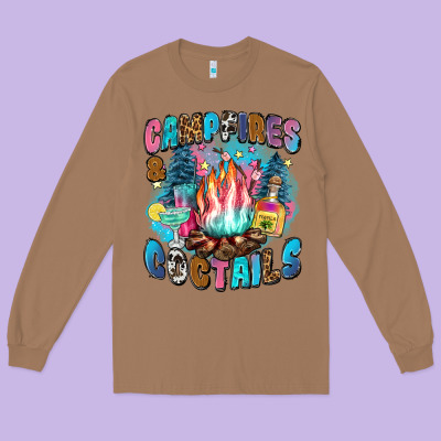 Campfires And Coctails Long Sleeve Tee Designed By Zillion Design Studio